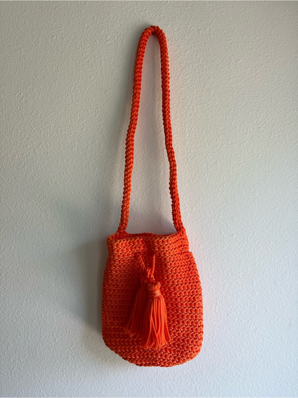 Crocheted Bucket Bag in Orange color